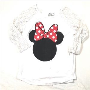3/4 length sleeves Minnie Mouse top